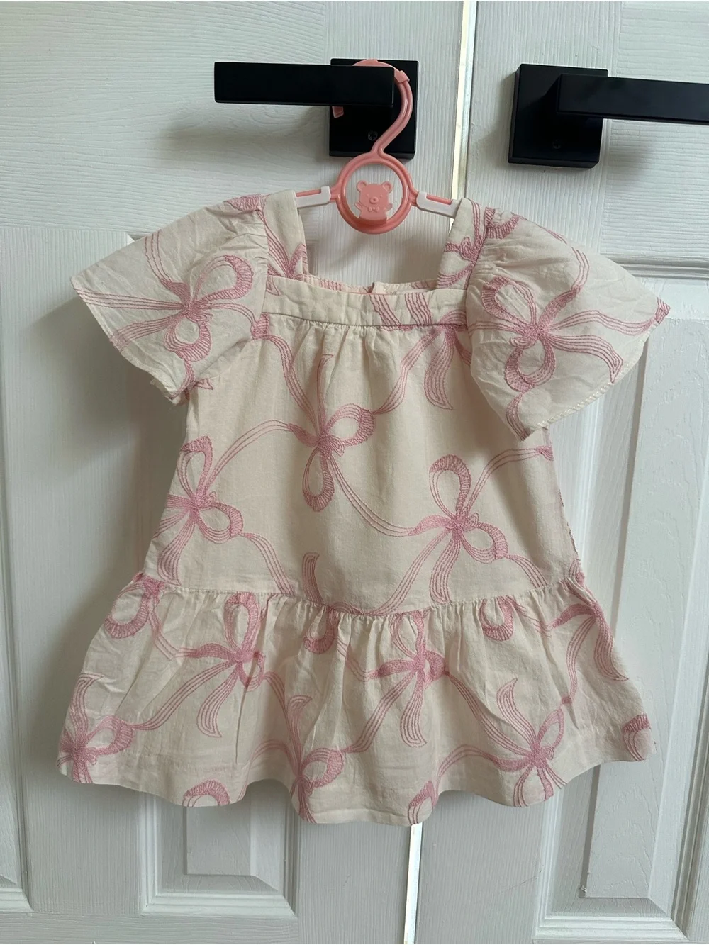 Zara White Dress with Pink Bow Print